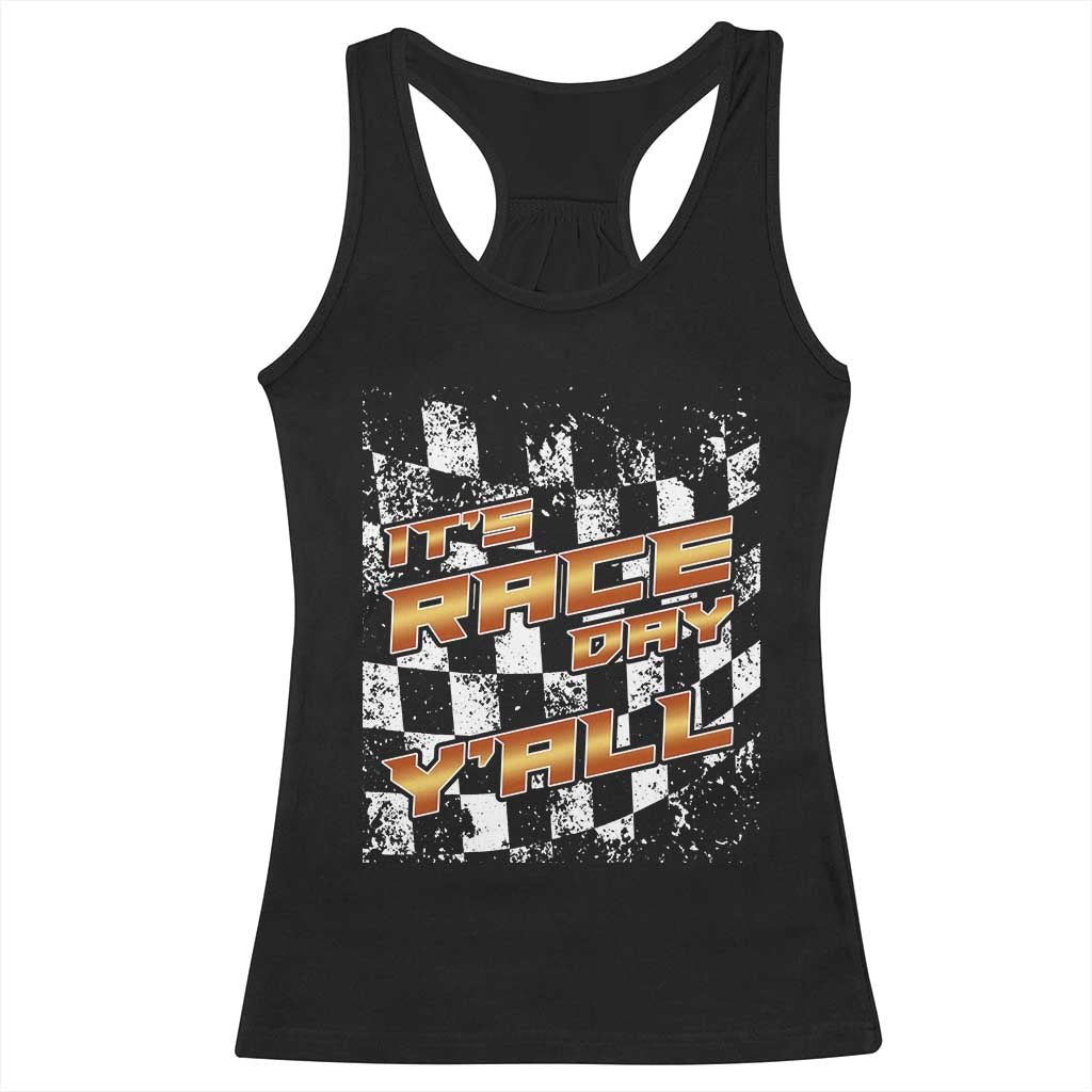 Racing Checkered Flag Racerback Tank Top It Is Race Day Y'all Dirt Track - Wonder Print Shop