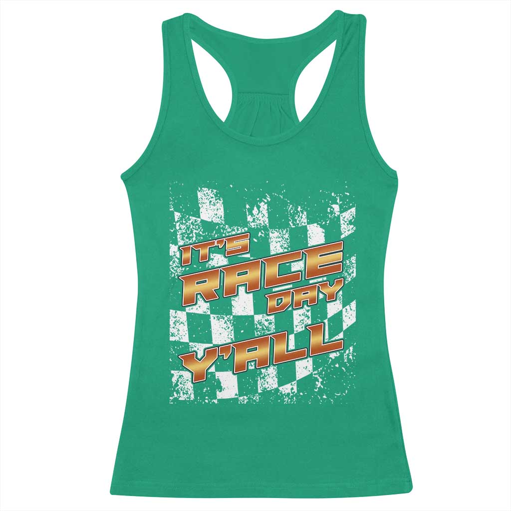 Racing Checkered Flag Racerback Tank Top It Is Race Day Y'all Dirt Track - Wonder Print Shop