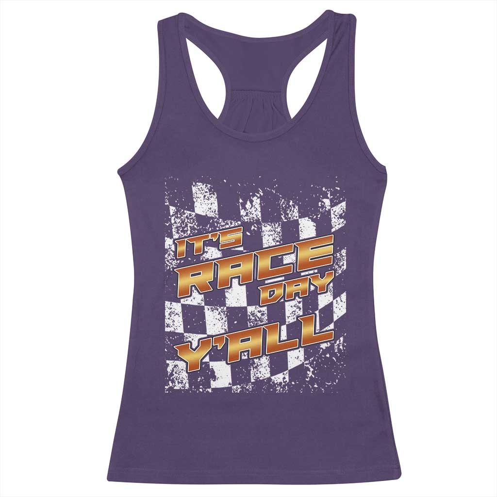 Racing Checkered Flag Racerback Tank Top It Is Race Day Y'all Dirt Track - Wonder Print Shop