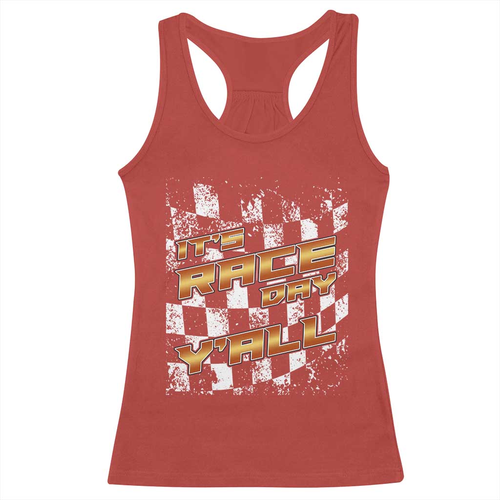 Racing Checkered Flag Racerback Tank Top It Is Race Day Y'all Dirt Track - Wonder Print Shop