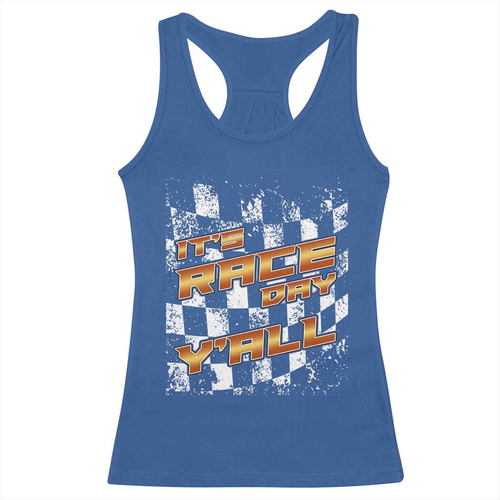 Racing Checkered Flag Racerback Tank Top It Is Race Day Y'all Dirt Track - Wonder Print Shop