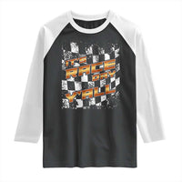 Racing Checkered Flag Raglan Shirt It Is Race Day Y'all Dirt Track - Wonder Print Shop