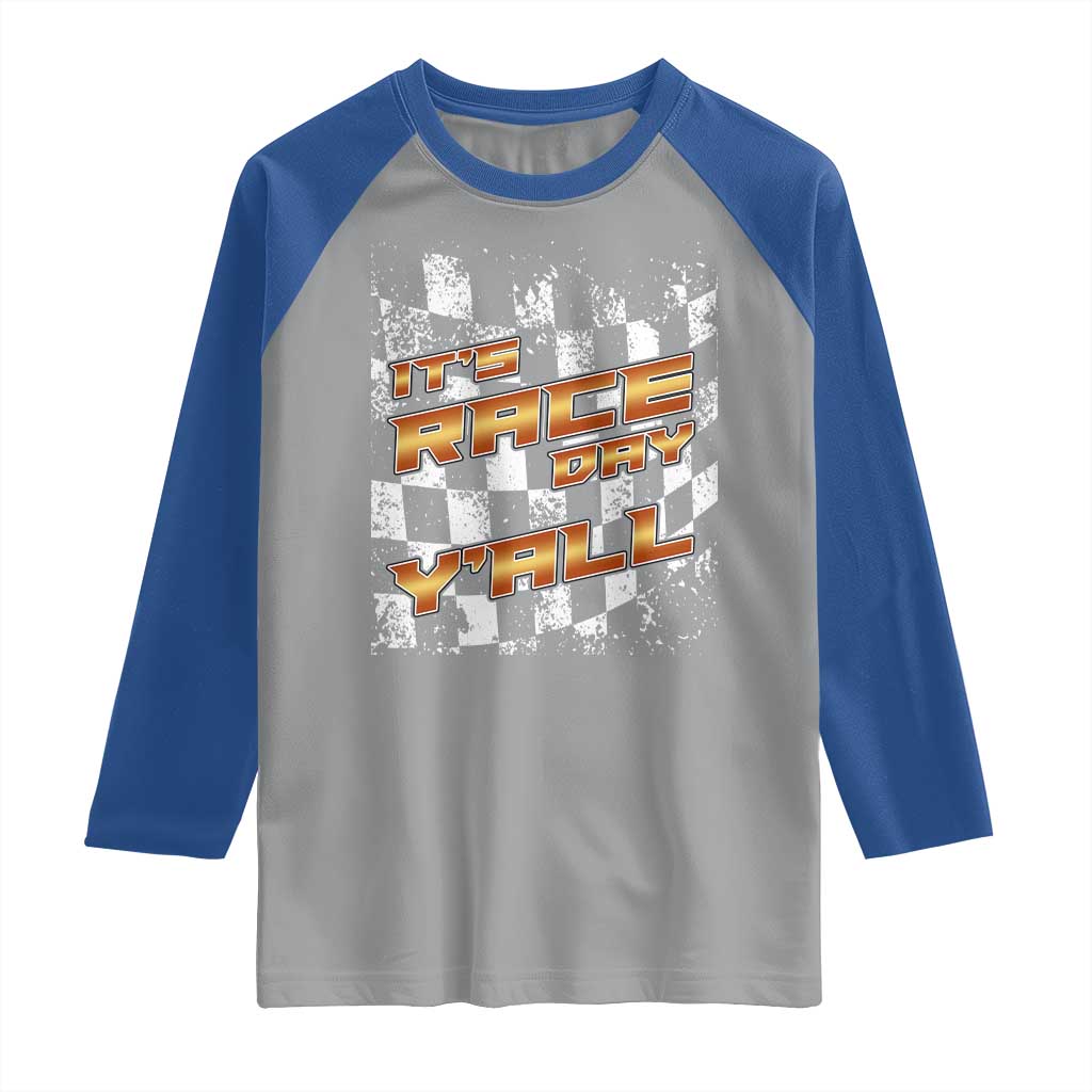 Racing Checkered Flag Raglan Shirt It Is Race Day Y'all Dirt Track - Wonder Print Shop