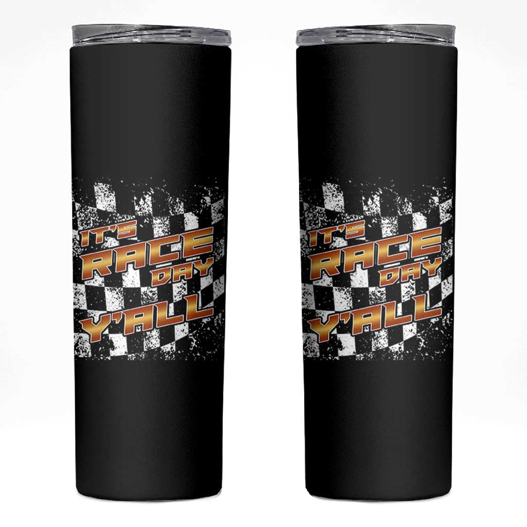 Racing Checkered Flag Skinny Tumbler It Is Race Day Y'all Dirt Track