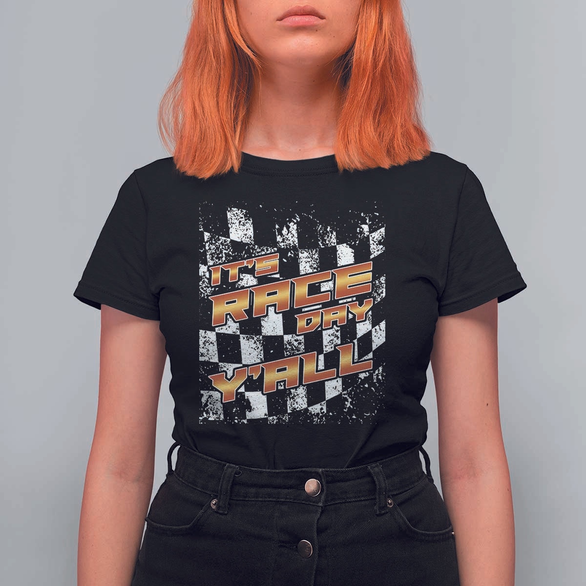 Racing Checkered Flag T Shirt For Women It Is Race Day Y'all Dirt Track - Wonder Print Shop