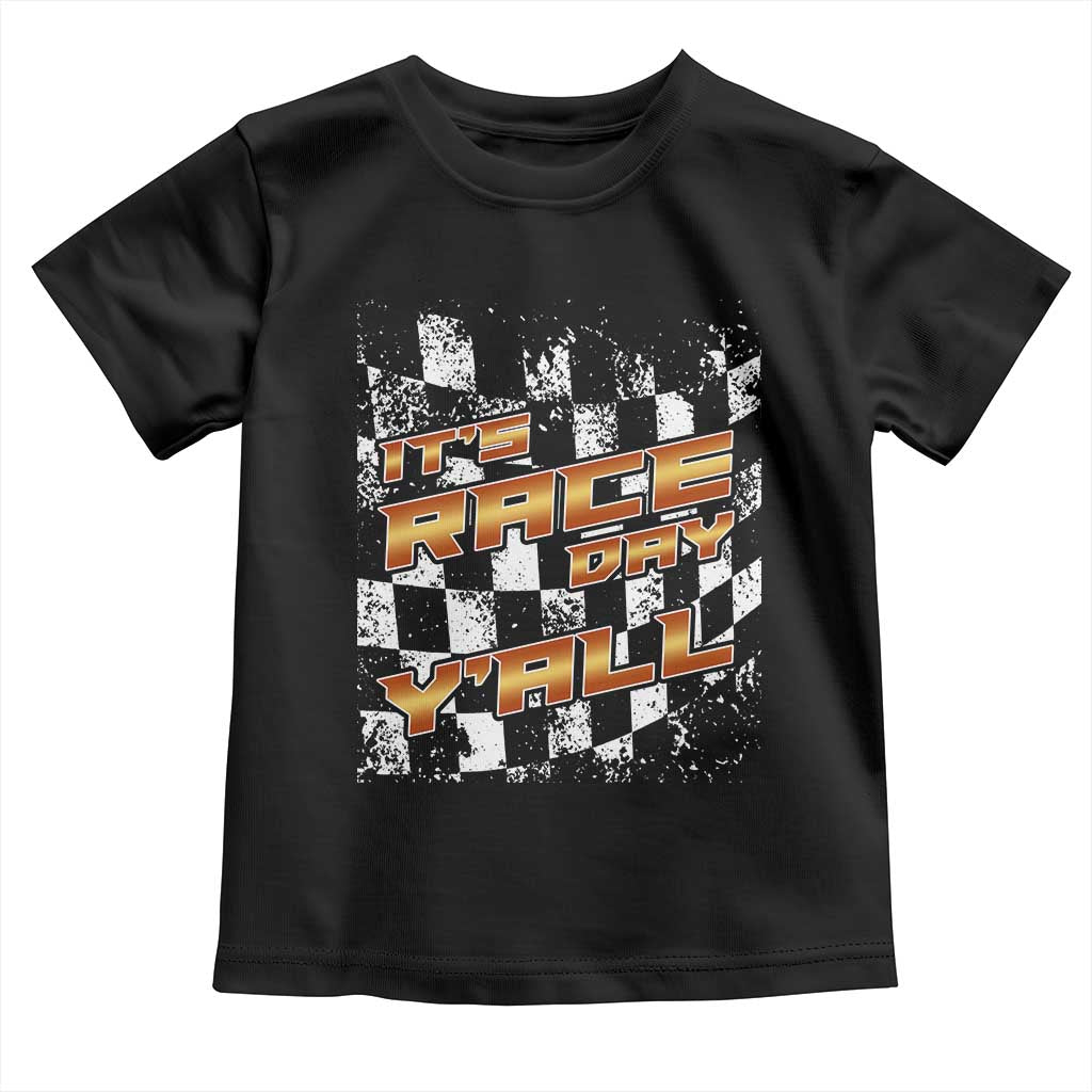 Racing Checkered Flag Toddler T Shirt It Is Race Day Y'all Dirt Track - Wonder Print Shop