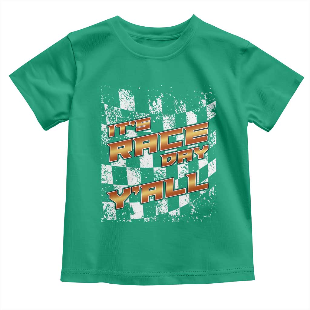 Racing Checkered Flag Toddler T Shirt It Is Race Day Y'all Dirt Track - Wonder Print Shop