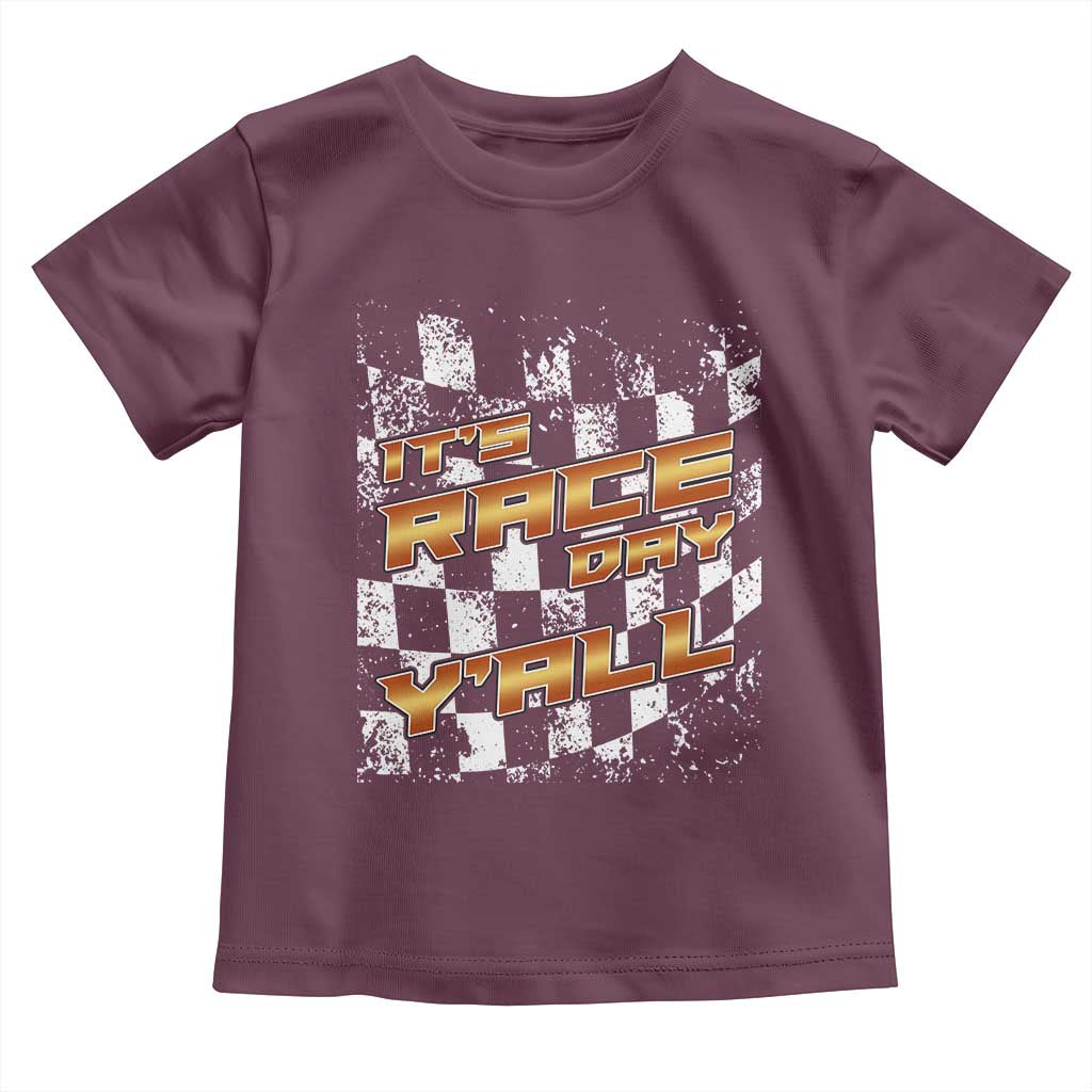 Racing Checkered Flag Toddler T Shirt It Is Race Day Y'all Dirt Track - Wonder Print Shop