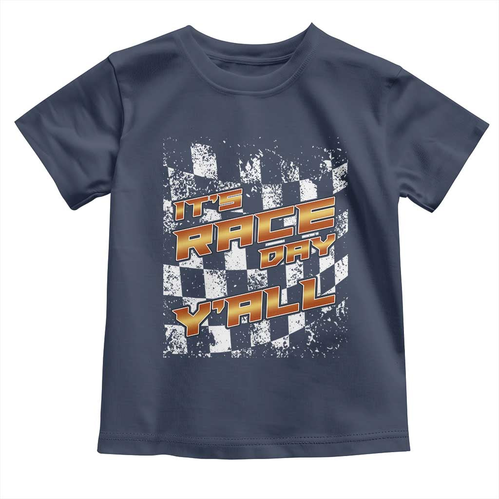 Racing Checkered Flag Toddler T Shirt It Is Race Day Y'all Dirt Track - Wonder Print Shop