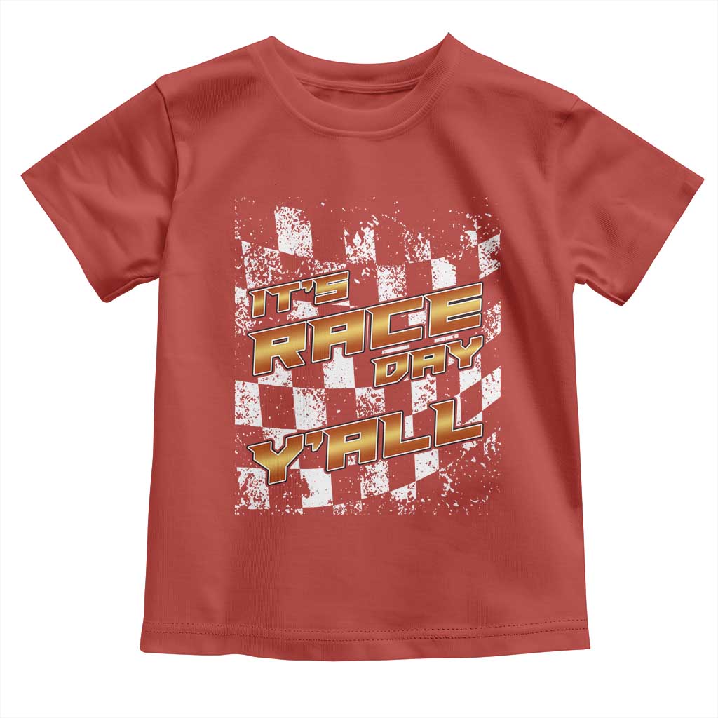Racing Checkered Flag Toddler T Shirt It Is Race Day Y'all Dirt Track - Wonder Print Shop