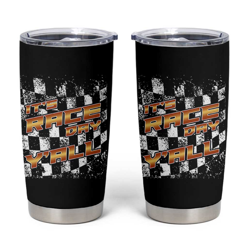 Racing Checkered Flag Tumbler Cup It Is Race Day Y'all Dirt Track