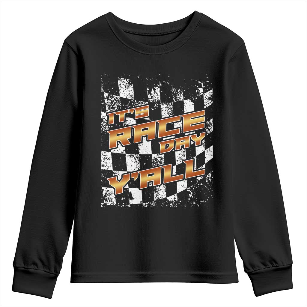 Racing Checkered Flag Youth Sweatshirt It Is Race Day Y'all Dirt Track - Wonder Print Shop