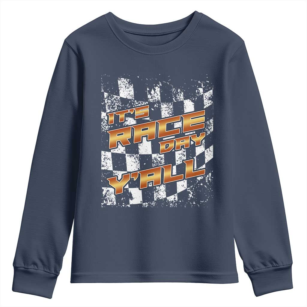 Racing Checkered Flag Youth Sweatshirt It Is Race Day Y'all Dirt Track - Wonder Print Shop