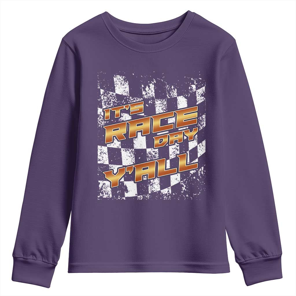 Racing Checkered Flag Youth Sweatshirt It Is Race Day Y'all Dirt Track - Wonder Print Shop