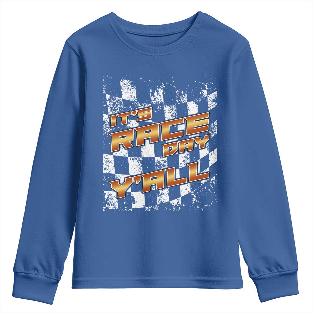Racing Checkered Flag Youth Sweatshirt It Is Race Day Y'all Dirt Track - Wonder Print Shop