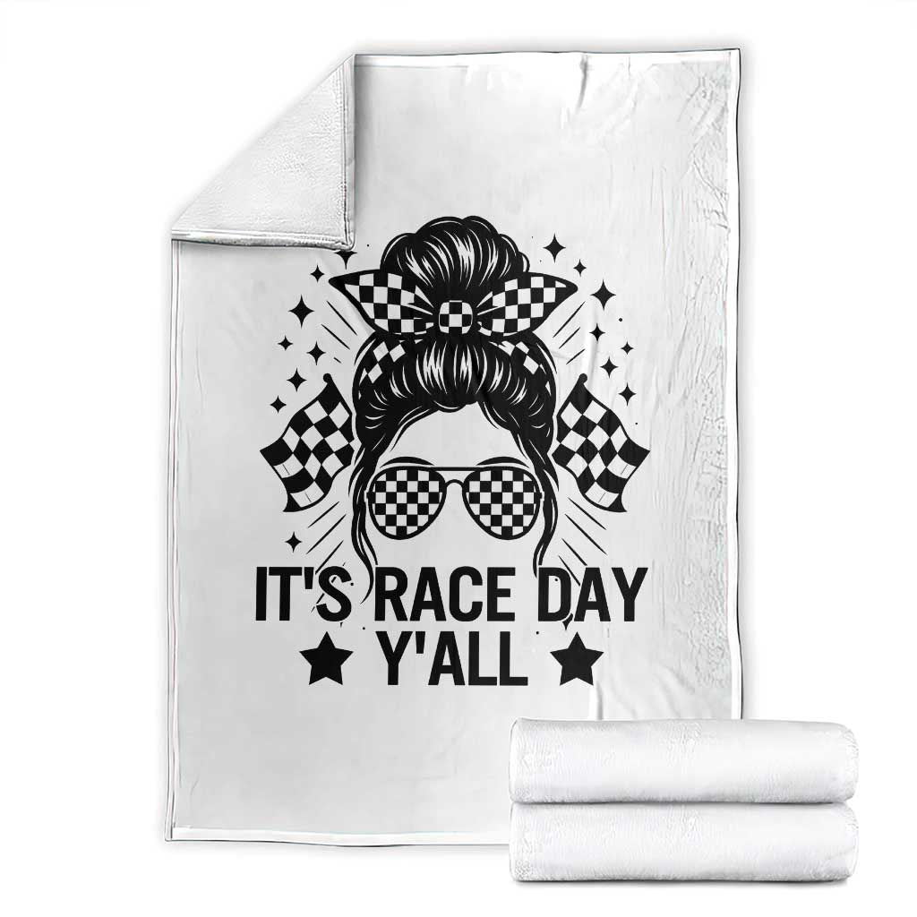 Racing Checkered Flag Messy Bun Race Day Throw Blanket - Wonder Print Shop