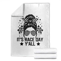 Racing Checkered Flag Messy Bun Race Day Throw Blanket - Wonder Print Shop