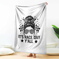 Racing Checkered Flag Messy Bun Race Day Throw Blanket - Wonder Print Shop