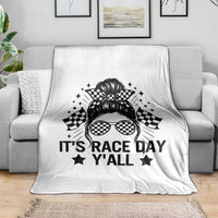 Racing Checkered Flag Messy Bun Race Day Throw Blanket - Wonder Print Shop
