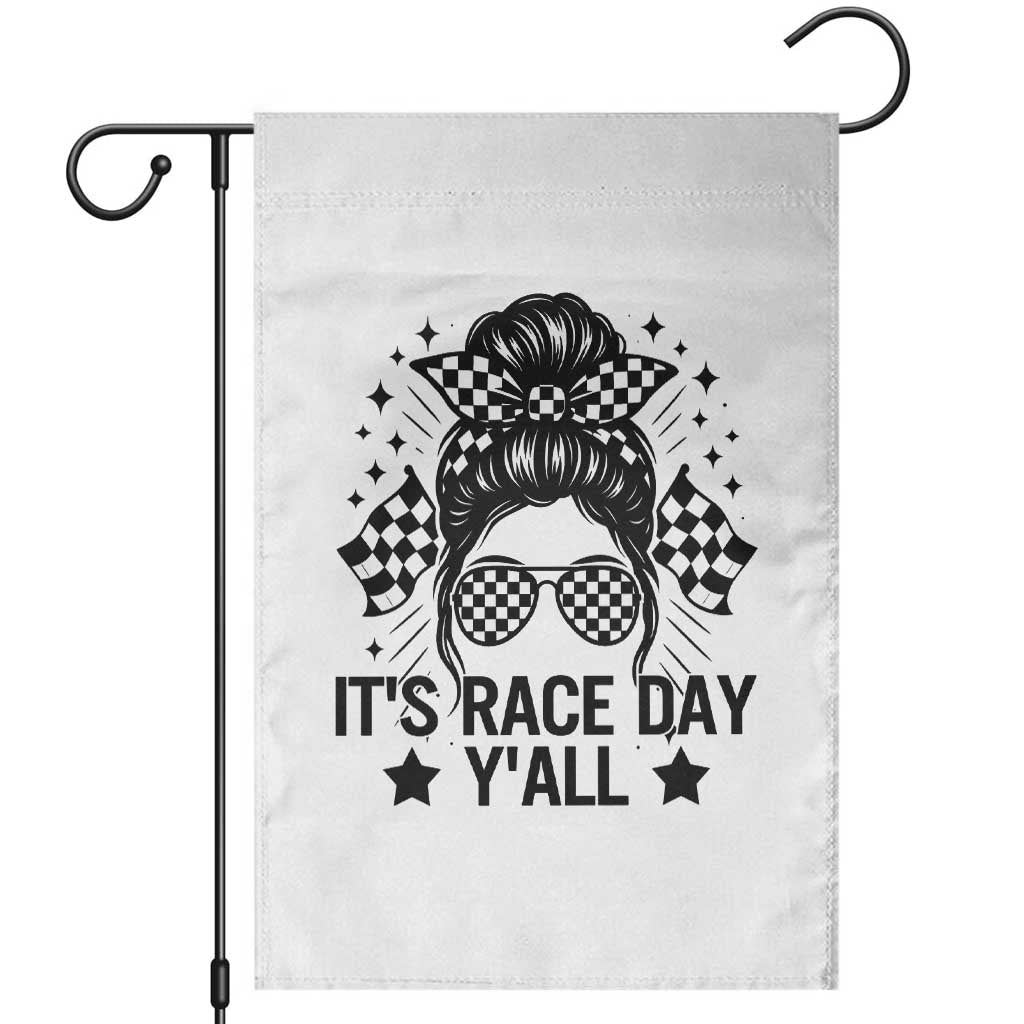 Racing Checkered Flag Messy Bun Race Day Garden Flag - Wonder Print Shop