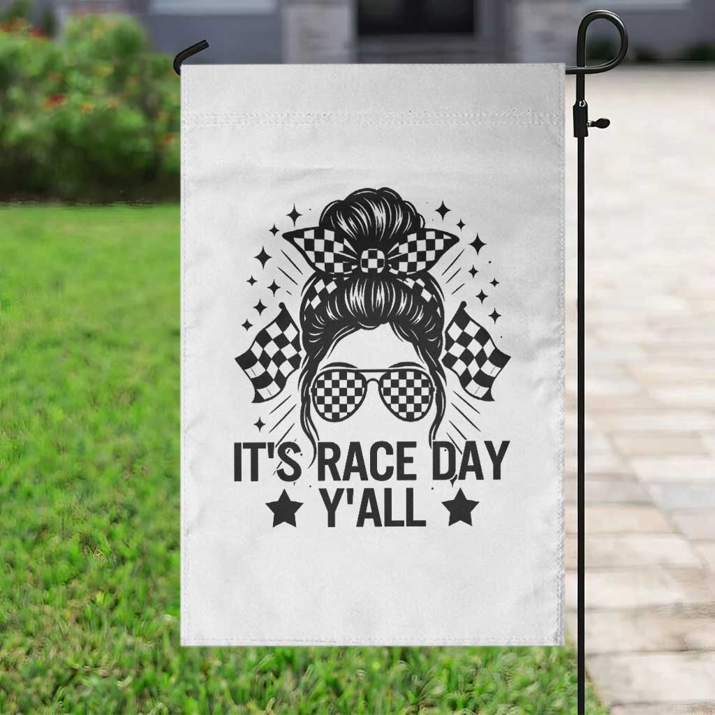 Racing Checkered Flag Messy Bun Race Day Garden Flag - Wonder Print Shop