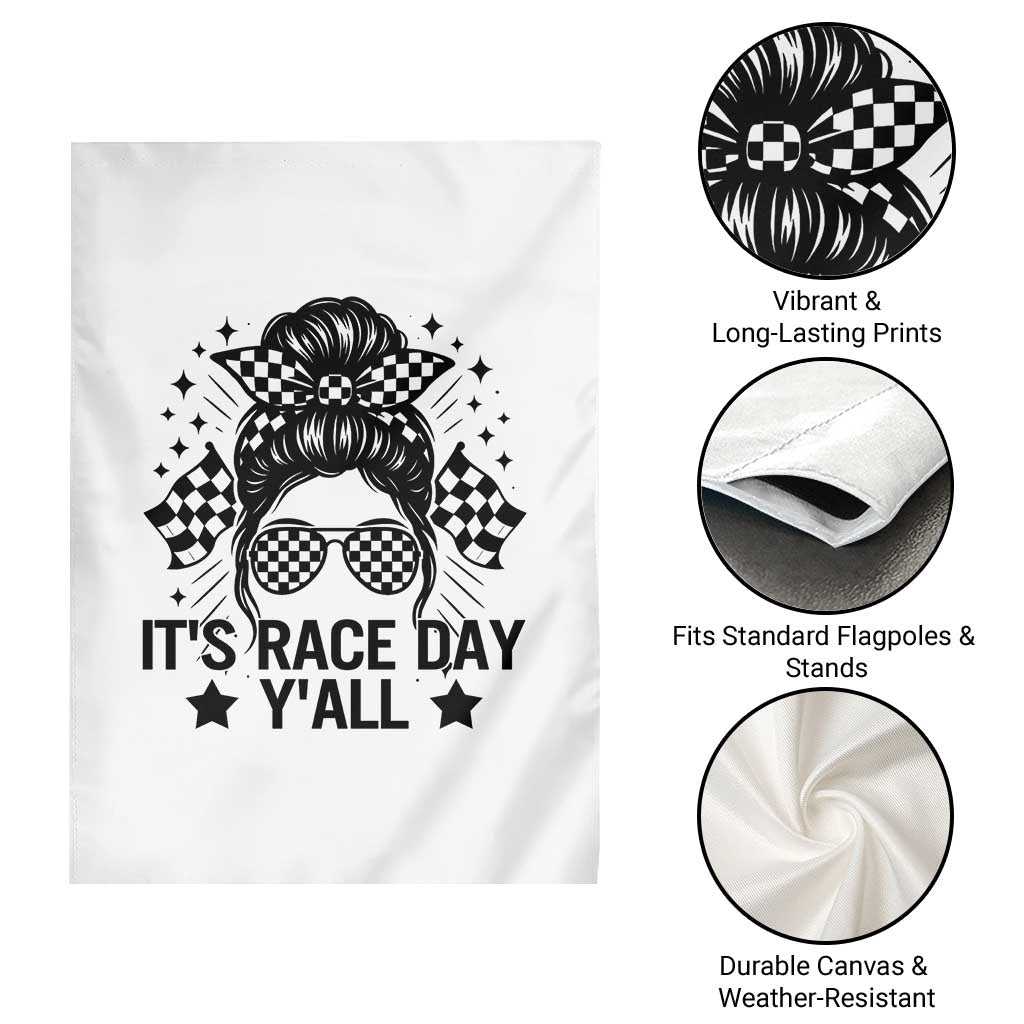 Racing Checkered Flag Messy Bun Race Day Garden Flag - Wonder Print Shop