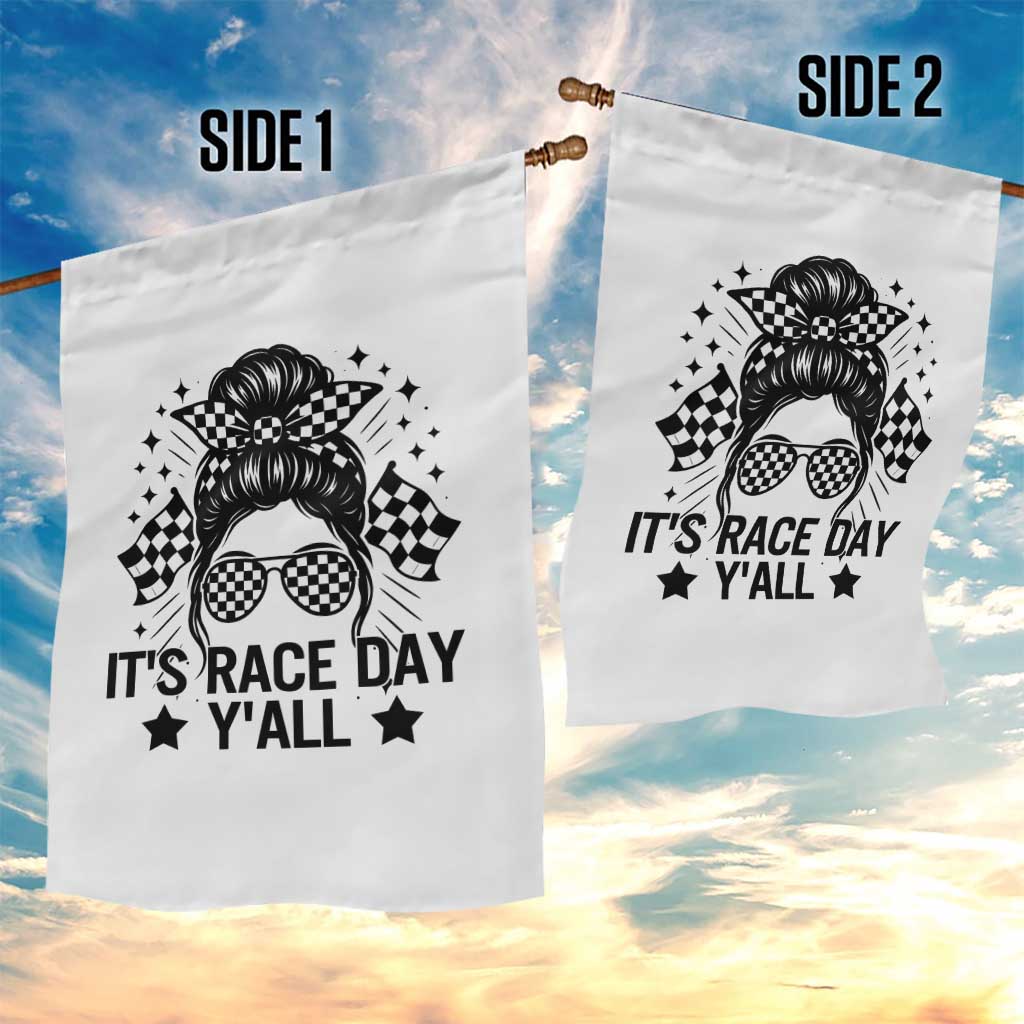 Racing Checkered Flag Messy Bun Race Day Garden Flag - Wonder Print Shop