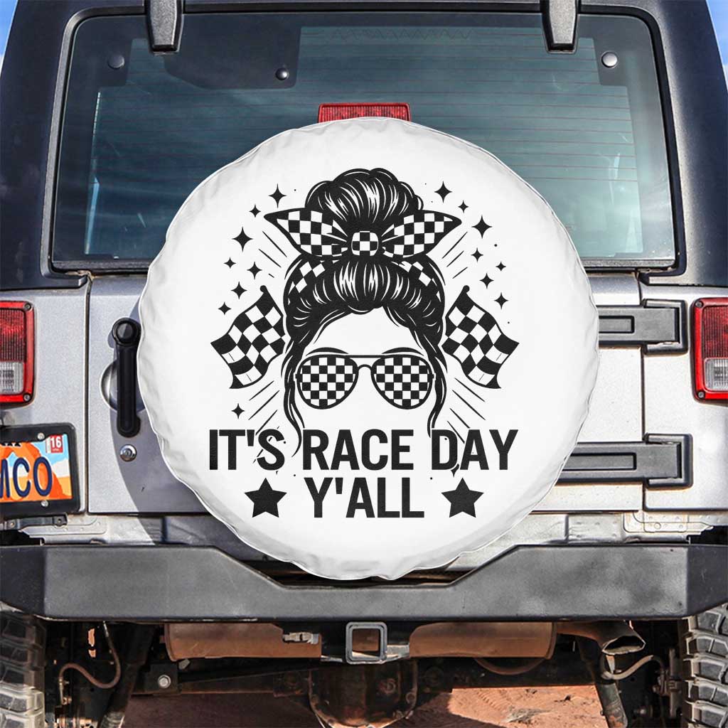 Racing Checkered Flag Messy Bun Race Day Spare Tire Cover - Wonder Print Shop