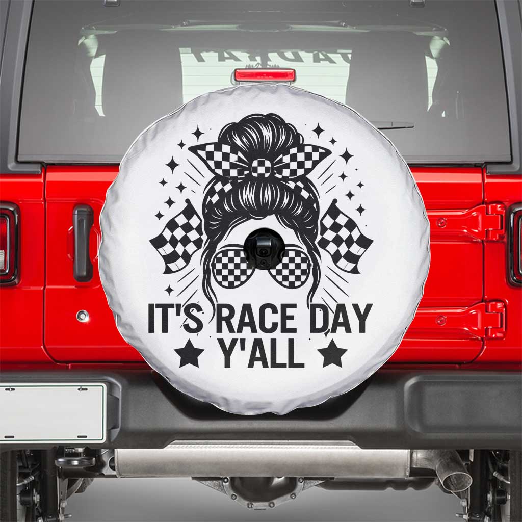 Racing Checkered Flag Messy Bun Race Day Spare Tire Cover - Wonder Print Shop