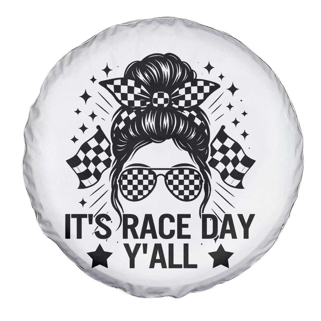 Racing Checkered Flag Messy Bun Race Day Spare Tire Cover - Wonder Print Shop