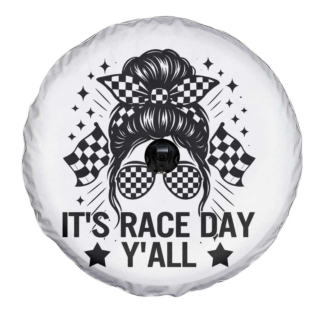 Racing Checkered Flag Messy Bun Race Day Spare Tire Cover - Wonder Print Shop