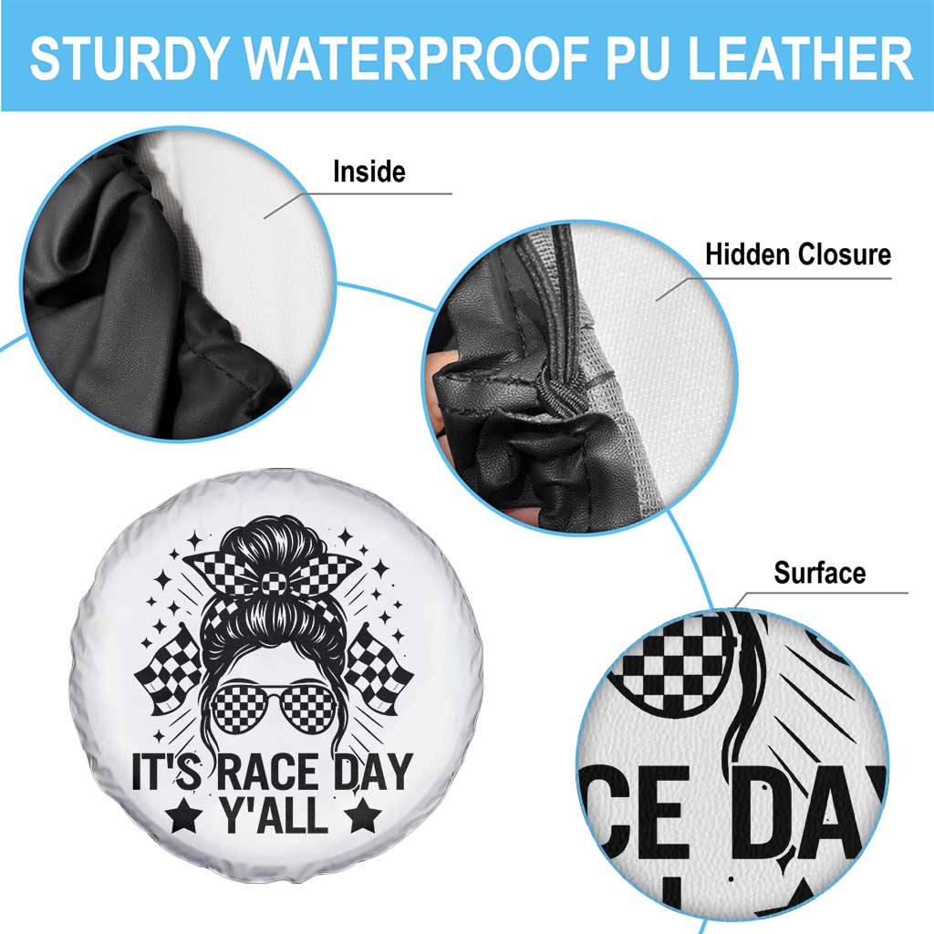 Racing Checkered Flag Messy Bun Race Day Spare Tire Cover - Wonder Print Shop