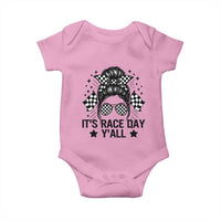 Racing Checkered Flag Messy Bun Race Day Baby Onesie - Wonder Print Shop