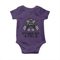 Racing Checkered Flag Messy Bun Race Day Baby Onesie - Wonder Print Shop