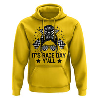 Racing Checkered Flag Messy Bun Race Day Hoodie - Wonder Print Shop