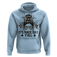 Racing Checkered Flag Messy Bun Race Day Hoodie - Wonder Print Shop