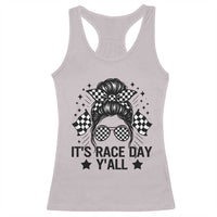 Racing Checkered Flag Messy Bun Race Day Racerback Tank Top - Wonder Print Shop