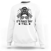 Racing Checkered Flag Messy Bun Race Day Sweatshirt - Wonder Print Shop