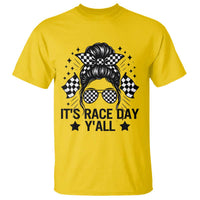 Racing Checkered Flag Messy Bun Race Day T Shirt - Wonder Print Shop