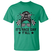 Racing Checkered Flag Messy Bun Race Day T Shirt - Wonder Print Shop