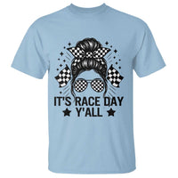 Racing Checkered Flag Messy Bun Race Day T Shirt - Wonder Print Shop