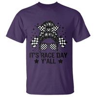Racing Checkered Flag Messy Bun Race Day T Shirt - Wonder Print Shop