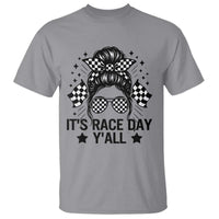 Racing Checkered Flag Messy Bun Race Day T Shirt - Wonder Print Shop