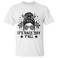 Racing Checkered Flag Messy Bun Race Day T Shirt - Wonder Print Shop