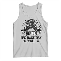 Racing Checkered Flag Messy Bun Race Day Tank Top - Wonder Print Shop