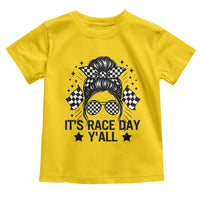 Racing Checkered Flag Messy Bun Race Day Toddler T Shirt - Wonder Print Shop