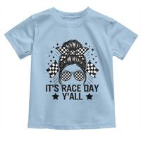 Racing Checkered Flag Messy Bun Race Day Toddler T Shirt - Wonder Print Shop