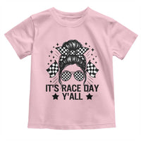 Racing Checkered Flag Messy Bun Race Day Toddler T Shirt - Wonder Print Shop
