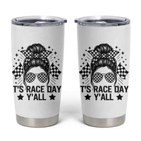 Racing Checkered Flag Messy Bun Race Day Tumbler Cup