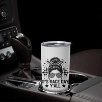 Racing Checkered Flag Messy Bun Race Day Tumbler Cup